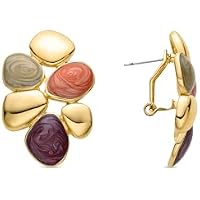 LUXENTER Pendientes acabados en Oro 18K. Color Naranja.