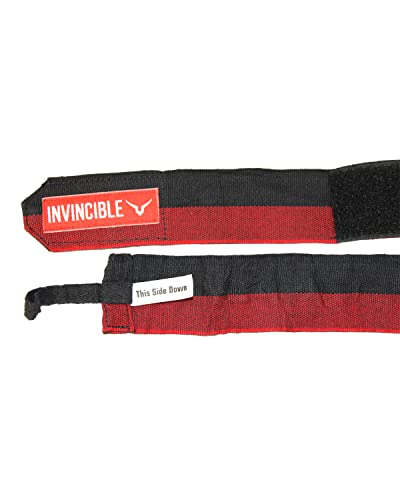 Image of INVINCIBLE Nylon Mexican Style Semi-Stretch Hand Wraps (Black Red, 4.5 Meter)
