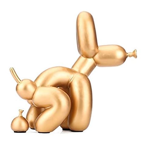 Squat Balloon Dog Statue Resin Sculpture Home Decor Modern Desk Office Home Decoration Accessories for Living Room Animal Figures (Gold) Cover