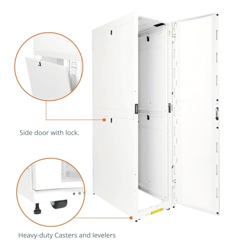 Image of Tecmojo 52U Server Rack Cabinet - PRE-Assembled 24inch Width 48inch Depth IT Network Equipment Cabinet Rack Enclosure with Casters - 3000lbs Weight Capacity, White