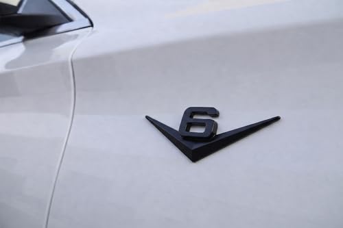 Image of iJDMTOY Vintage Style 3D Matte Black Alloy Metal V6 Emblem Compatible with Grille Hood Trunk Fender Side Door, etc