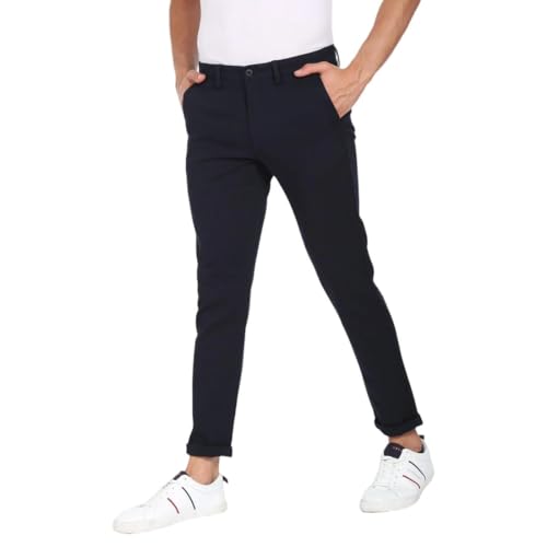 Image of Flat Front Textured Casual Trousers