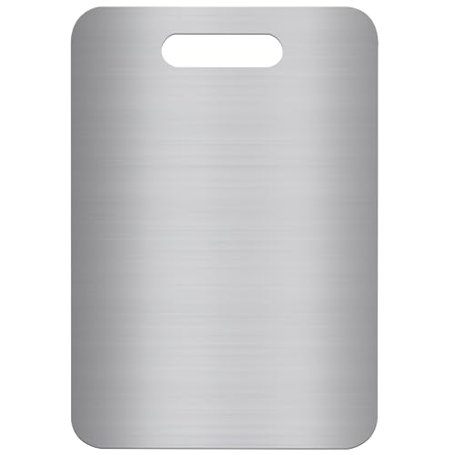 Tabla de Cortar de Acero Inoxidable 304, Doble Cara, Sin BPA, Ideal para Carne, Pan, Verduras y Frutas, Gran Superficie de Corte (34 x 23 cm), Duradera e Higiénica.
