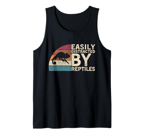 Retro Vintage Easily Distracted by Reptiles Funny Lizard Camiseta sin Mangas