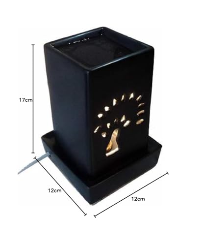 Image of Mkd2 Rise Ceramic Electric Aroma Burner Oil Diffuser Lamp I Oil Burner for Home Fragrance, Square (7 inch, Black)