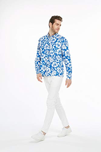 Image of Hawaii Hangover Family Matching Clothes, Classic Vintage Hibiscus Blue | Family matching Hawaiian outfits, Classic Vintage Hibiscus Blue, 100% cotton, machine washable, tropical floral print, luaus