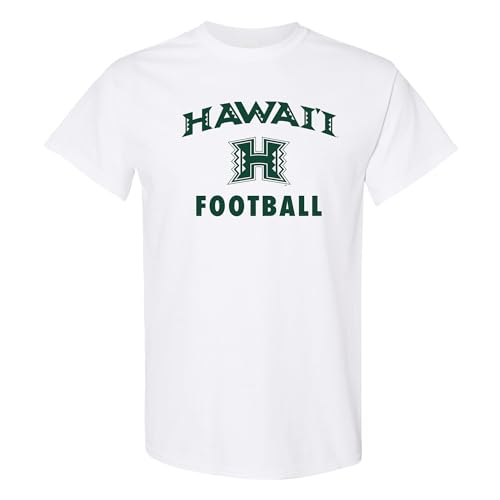 AS1097 - Hawaii Rainbow Warriors Arch Logo Football T Shirt - Medium - White