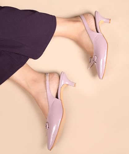 Image of JM LOOKS Low Kitten Heels Women's Pumps Pointed Closed Toe Slingback Elegant Wedding Pumps Heel