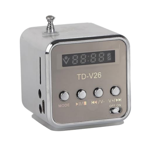 SustVita �|�[�^�u���~�j�X�s�[�J�[ �o�b�e���[�쓮 FM���W�I���y�v���[���[ �������ꂽ���� TF�J�[�h��U�f�B�X�N���T�|�[�g �����O�o��ōœK (Silver)