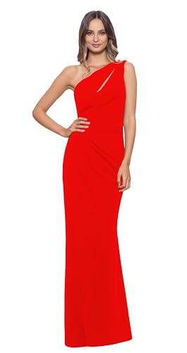 Image of Betsy & Adam Women's Women's Floor-Length, One-Shoulder Dress with Side Ruched Detail