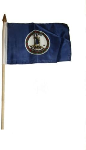 Wholesale Lot of 12 6x9 6''x9'' State of Virginia Stick Flag wood Staff - Bright Color UV Resistant - Prime Outside Garden Cave Home Decor
