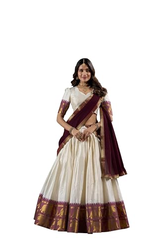 LooknBook Art Women's Solid Pattern Cotton Silk Blend Lehenga Cho...