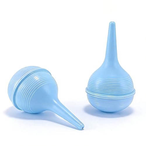 JEYER 2 PCS Poire Lavement Oreilles, Poire Oreille, Poir6e de Nettoyage D'oreille Doux, Seringue oreille Utiliser pour Nettoyage, Sac Tissé Poir6e Effilée (Bleu Clair 60 ML)