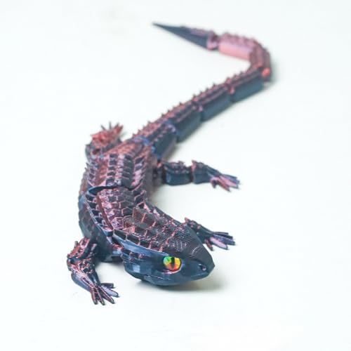 3D Printed Lizard Fidget Toy Mini,11” Cute Crocodile Animal,Small Flexible Gecko Realistic,Little Skeleton Action Figure,Cool 3-D Printer Stuff Cheap Figurines,Articulated Tiny Dragon Gifts (RBL)