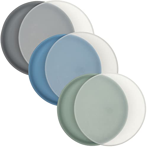 Image of WeeSprout Baby & Toddler Non-Suction Plates with Lids, 100% Food Grade Silicone Plates, Premium Hard Plastic Lids, Unbreakable Design, Microwave & Dishwasher Safe, 3 Pack
