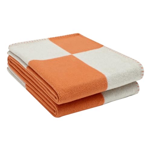 Gyios Coperte in Maglia Coperta Europea A Forma di H Europea, da Ufficio, Divano Moderna, del Condizionatore d'Aria-Colore Arancione-130 * 170 Cm