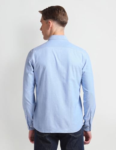 Image of Arrow Solid Slim Fit Mens Casual Shirts - 100% Cotton, Breathable & Comfortable, Full Sleeves Shirt for Men