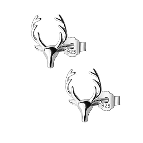 Boucles d'oreilles tige argent 925 motif cerf Milu mode