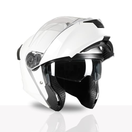 Image of TVS Racing SuperPose Smoked Dual Visor Flip Up Modular Helmet for Men and Women, ISI DOT Certified, ABS Shell, Quick Release Visor, Lightweight, Ventilated, Open Face to Full Face