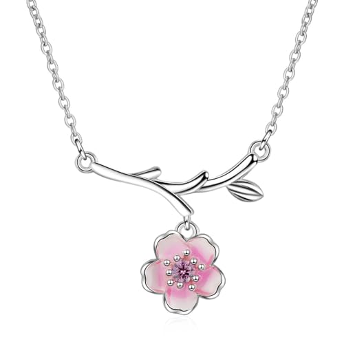 Collier fleur de cerisier rose accessoire quotidien chic pour femmes
