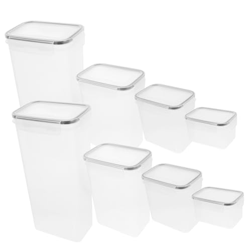 MOTHNUR 8 piezas Cajas de Almacenamiento Herméticas para Alimentos Contenedores Plásticos con Tapa Capacidad Variada para Granos y Cocina Diseño Transparente y Duradero para Organizar