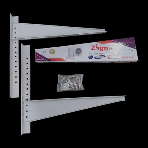 Image of Zigma Air Conditioner AC stand Outdoor for 1 Ton, 1.5 Ton, 2 Ton AC Stand, Heavy Duty AC Outdoor Unit Stand Wall Mounting Bracket Special Coated (Size: Stand L-47cm, Taper L-39, Weight 2.5kg)