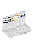 BOSS Herren 3P Rib Stripe CC Kurze Socken mit Streifen und Logo im Dreier-Pack Weiß 43-46