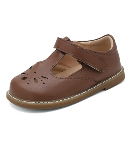 Toddler Girl Mary Jane Dress Shoes-Little Girls School Uniform Shoes Brown