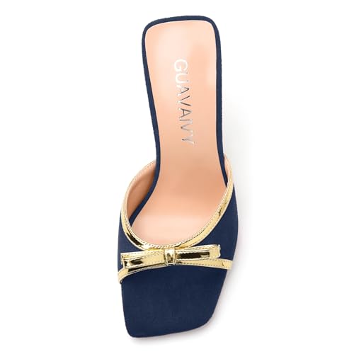 Square Toe Stilettos - Slip-On Heeled Sandals with Bow Accent, Dressy Work to Party Shoes for Women, Daily Occasion High Heels3