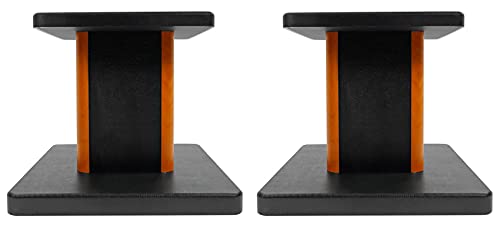 Rockville Pair RHT8C 8' Desktop Speaker Stands, 66 lbs. Capacity, Wood Finish, Resonance-Free, Cable...