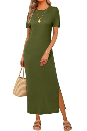 Image of Arach&Cloz Women's Wool Blend Lightweight Spring Casual T Shirts Maxi Dress 2026