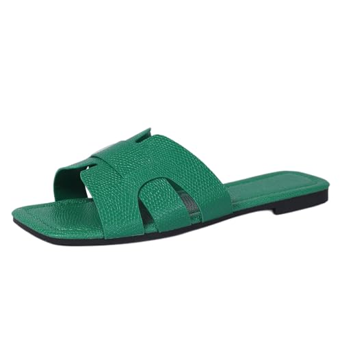 Image of Women's Dressy Casual Flat Sandals, Elegant Comfortable Slip-On Slides with Textured Upper, Versatile Dressy Style for Everyday Wear