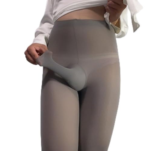 Herren-Strumpfhose aus Nylon mit Tasche, entworfen für bequemes Tragen bei Tanz- und Clubwear, Balltasche, Grau