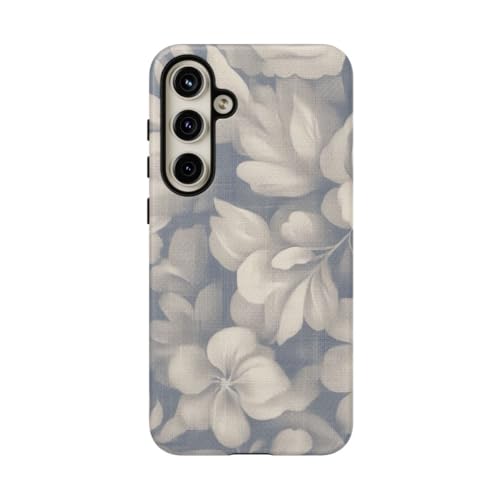Coque Samsung S24 Plus motif floral vintage bleu rigide mate