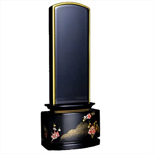 仏縁堂ブランド:新感覚モダン塗り位牌【金粉蒔絵位牌:銀水-梅】 (3.5寸)