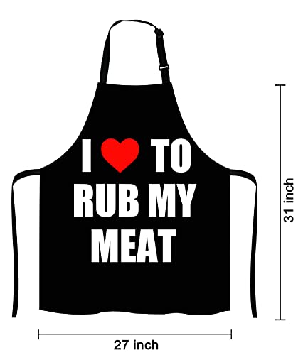 Lefolen Funny Barbecue Apron, Offensive Apron, Fathers Day Gift, Gift For Dad, Offensive Cooking Apron, Funny Gift For Cooks, I Love To Rub My Meat #TOP1