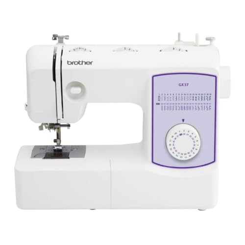 Image of Brother GX37 Sewing Machine, 37 Built-in Stitches, 6 Included Sewing Feet and 6-Piece Premium Sewing Thread Pack | 37 Built-in Stitches, 1-Step Auto Buttonhole, Automatic Needle Threader, 6 Accessory Feet, LED Work Light, (6 Piece)