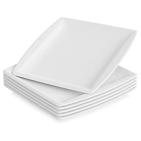 MALACASA serie Blance, Vajillas de Porcelana Plato de Porcelana Juego de 6 piezas Plato de Postre Cover