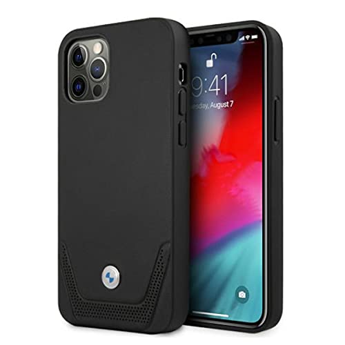 BMW BMHCP12MRSWPK Étui de Protection en Cuir perforé pour iPhone 12/12 Pro 6,1" Noir