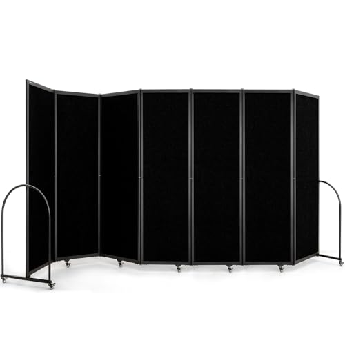 Folding Room Partition,Privacy Room Screen with Arms,Office Dividers Partition Wall,14'3"L*