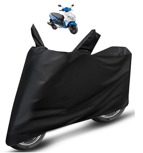 Image of Auto Hub Scooty Cover Compatible with Dio with Mirror Pocket, Dustproof, Heat Resistant, Triple Stitched, Dio Scooty Cover- Plain Black
