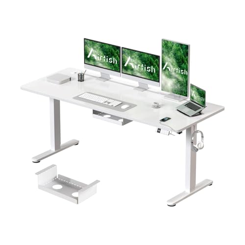 Airfish Elektrisch höhenverstellbarer Schreibtisch 160 x 80 cm mit Typ-C-Ladeanschluss,...