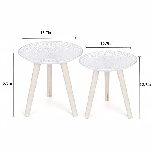 Trspcwr Nesting Tables Set Of 2, Round Nesting Coffee Table, End Table With Gold Peacock Pattern, Easy Assembly Retro Side Desk For Living Room, Bedroom, Office, 15.7In 13.7In #TOP1