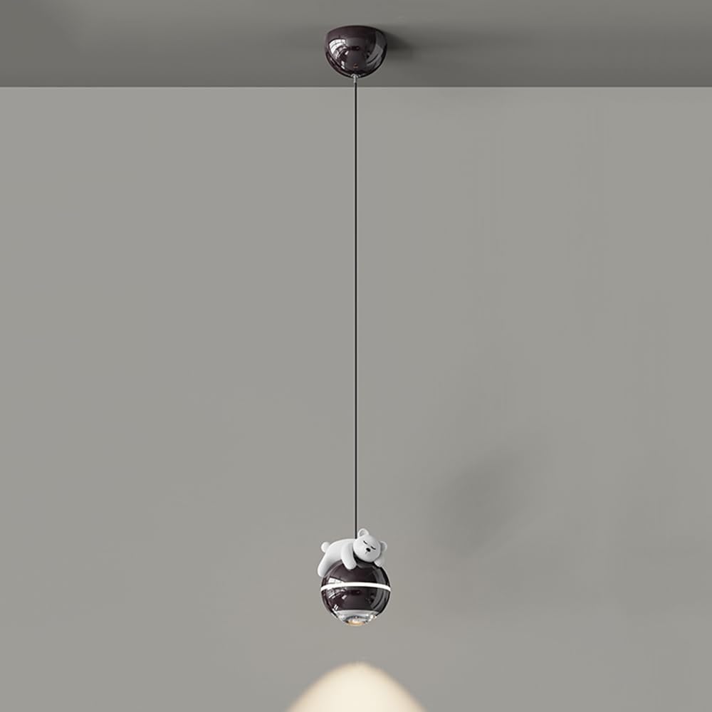 Lustre ours chrome contre la chambre sombre luminaire suspendu rassurant enfant