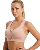 MenYiYDS 1 Pcs Sujetador Deportivo para Mujer,Sujetador de Yoga sin Aros con Efecto Push-up,Cierre Frontal con Cremallera,Camiseta Deportiva sin Costuras,Ideal para el Gimnasio y Correr,Rosa,Talla L