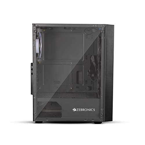 Image of ZEBRONICS Zeb-Ivar Premium Gaming Cabinet with ATX /mATX Motherboard Support, USB 3.0, AIO Cooler Support, 120mm Multicolor LED Fan, Tempered Glass Panel, dust Filter and mesh for air Flow