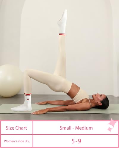 Image of 3 Pairs Pilates Socks with Grips for Women Non Slip Grip Socks for Yoga Barre Hospital Workout