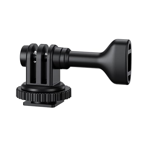 JJC 2-in-1 Tripod Mount & Hot Shoe Camera Mount Adapter for GoPro Go Pro Hero 13 12 11 10 9 8, DJI Osmo Action 5 4 3 & More Action Camera on 1/4'-20 Tripod or Canon Nikon Sony Fujifilm DSLR Camera