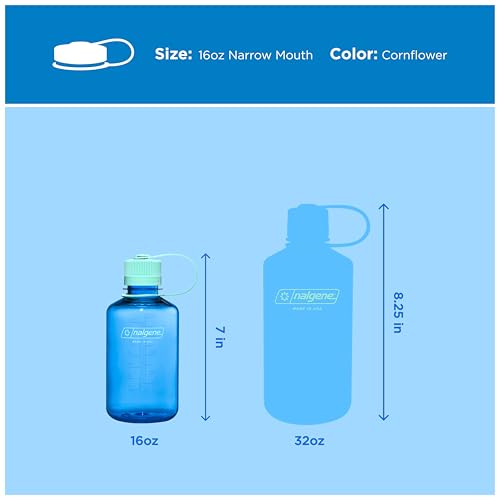 Image of Nalgene 16 oz Narrow Mouth Water Bottle, Cornflower Blue