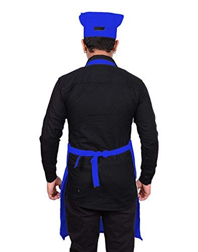 Image of KODENIPR CLUB Kitchen Apron With Cap Set for Women /Men Chef (Blue)